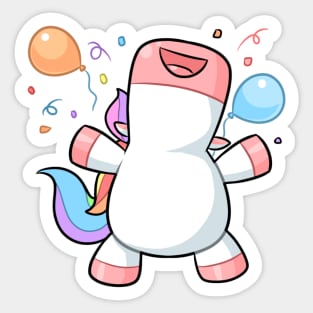 kawaii unicorn celebrating Sticker